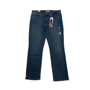LEVIS Slimming Straight Jeans Stretch Denim Blue NWT Womens Size 16S/33